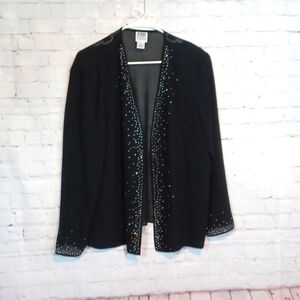 KarenWong Vintage Woman's  Black Mesh Sparkle CoverTop‎ XL 16